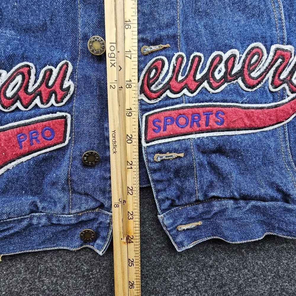 Vintage Maneuvers Sports Denim Jean‎ Faux Layered Vest Jacket Short Sleeve XL